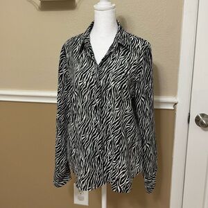 Y2K Sheer Zebra Button Down